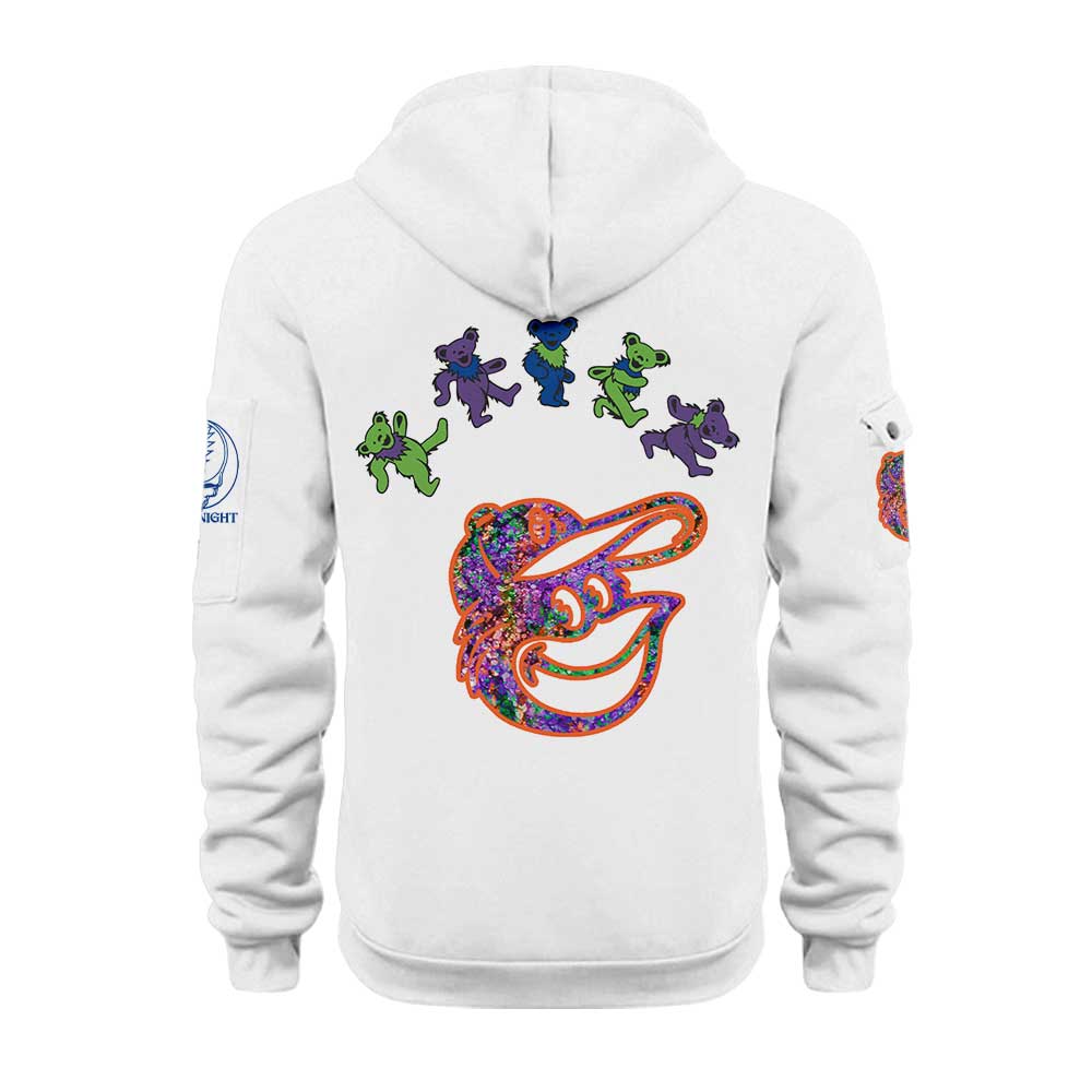 Baltimore Orioles Grateful Dead Night Zip Long Sleeve Hoodie