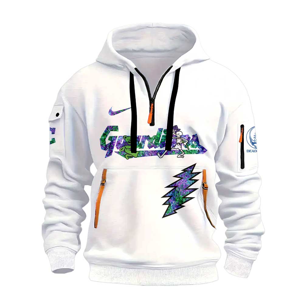 Cleveland Guardians Grateful Dead Night Zip Long Sleeve Hoodie