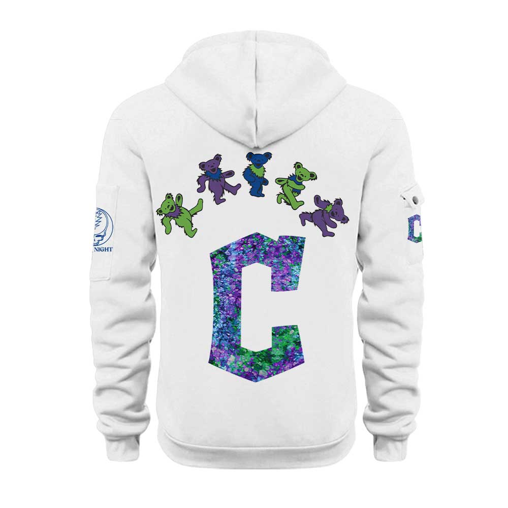 Cleveland Guardians Grateful Dead Night Zip Long Sleeve Hoodie