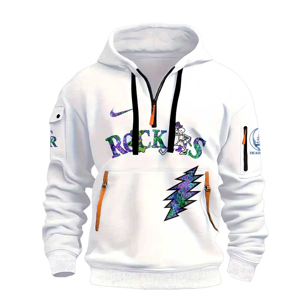Colorado Rockies Grateful Dead Night Zip Long Sleeve Hoodie