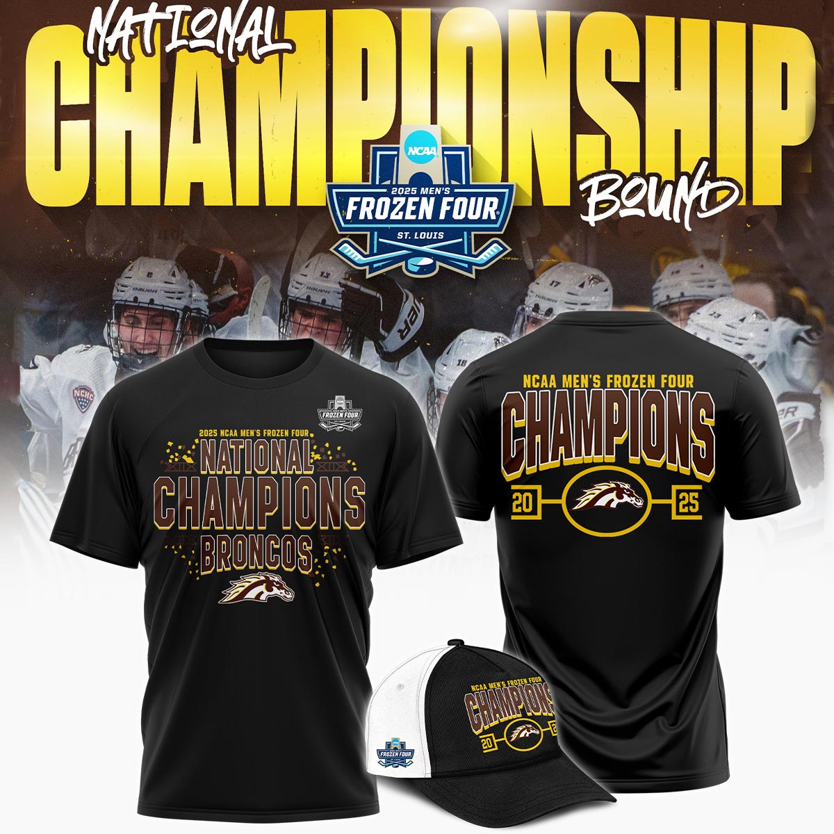 Western Michigan Broncos Tshirt Frozen Four Championship 2025