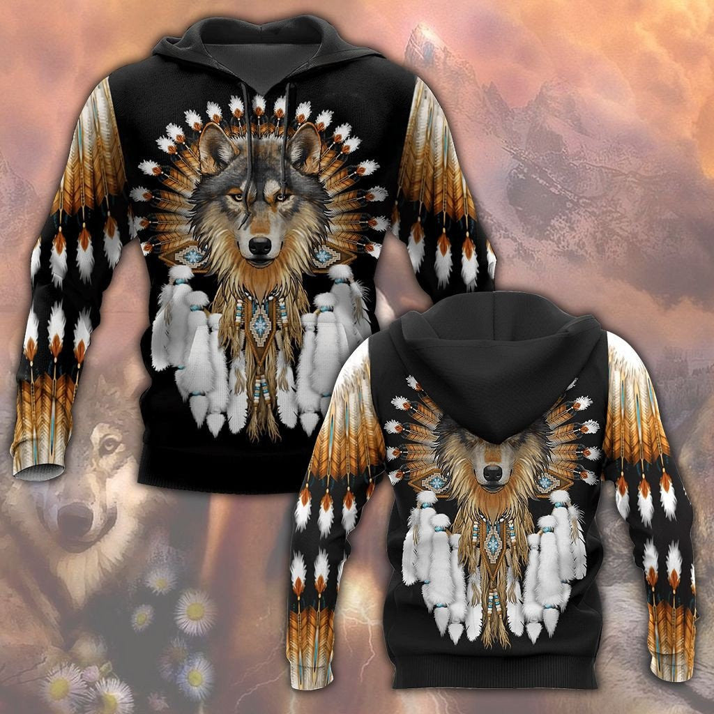 Native American Wolf Unisex Adult Hoodies
