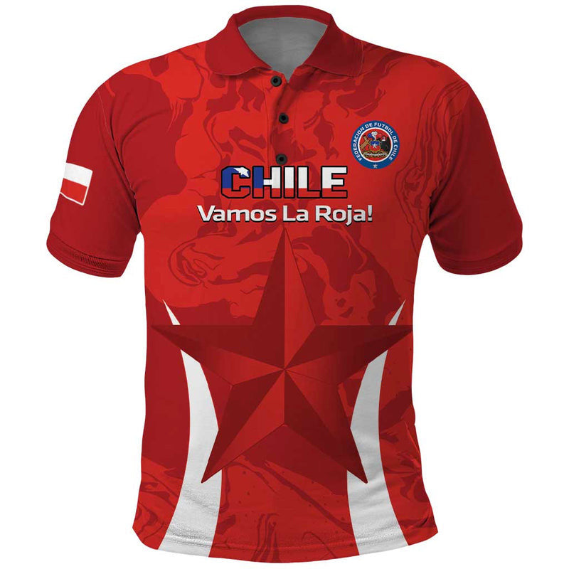 Custom Chile Football Polo Shirt 2024 Vamos La Roja - Red