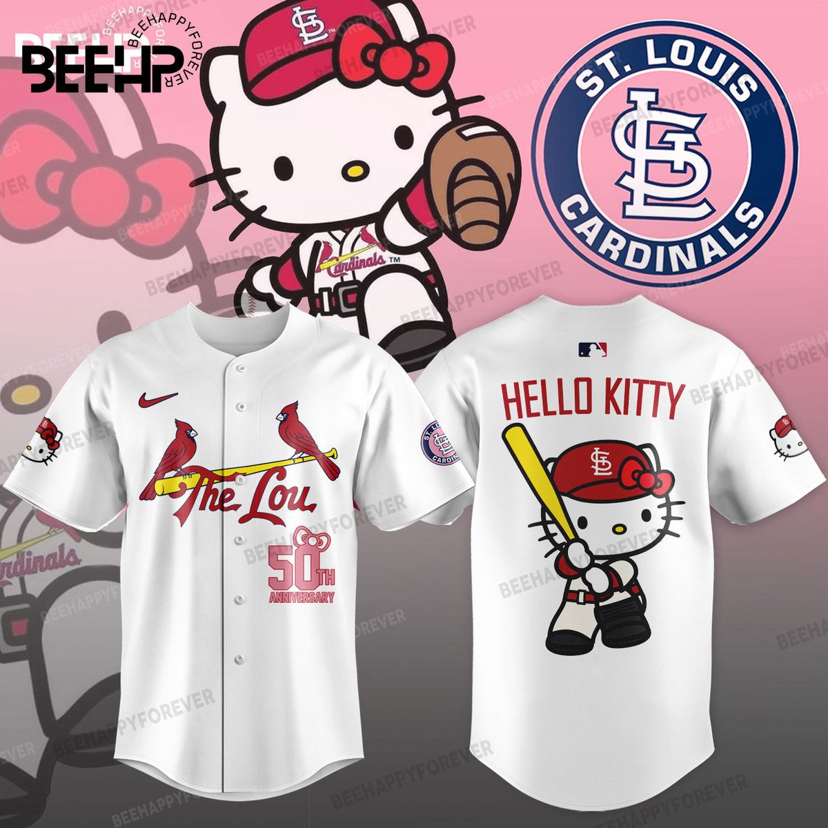 St. Louis Cardinals x Hello Kitty 50th Anniversary Baseball Jersey