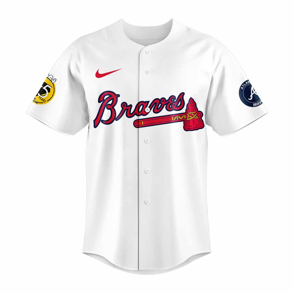 Atlanta Braves Jersey 75th Anniversary of Peanuts new Jersey