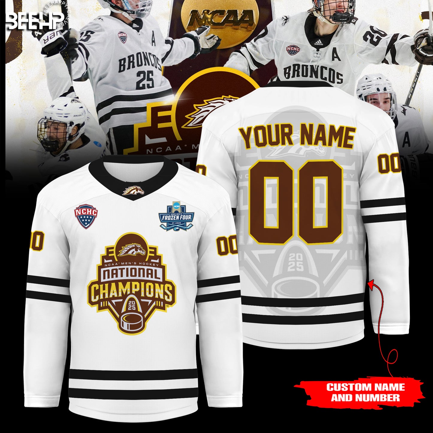 Western Michigan Broncos 2025 NCAA Frozen Four Men’s Ice Hockey National Champions Hockey Jersey