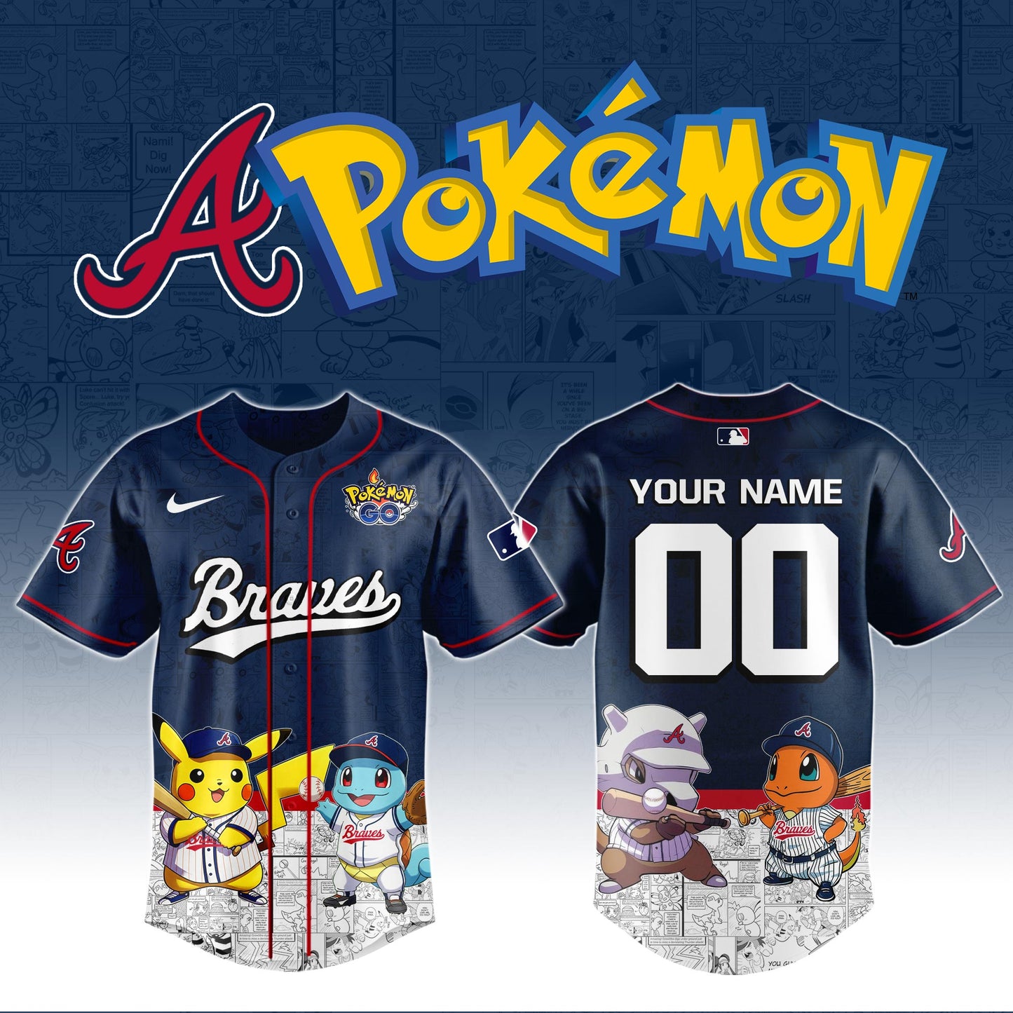 Atlanta Braves x Pokémon Go Baseball Jersey Editions Limited