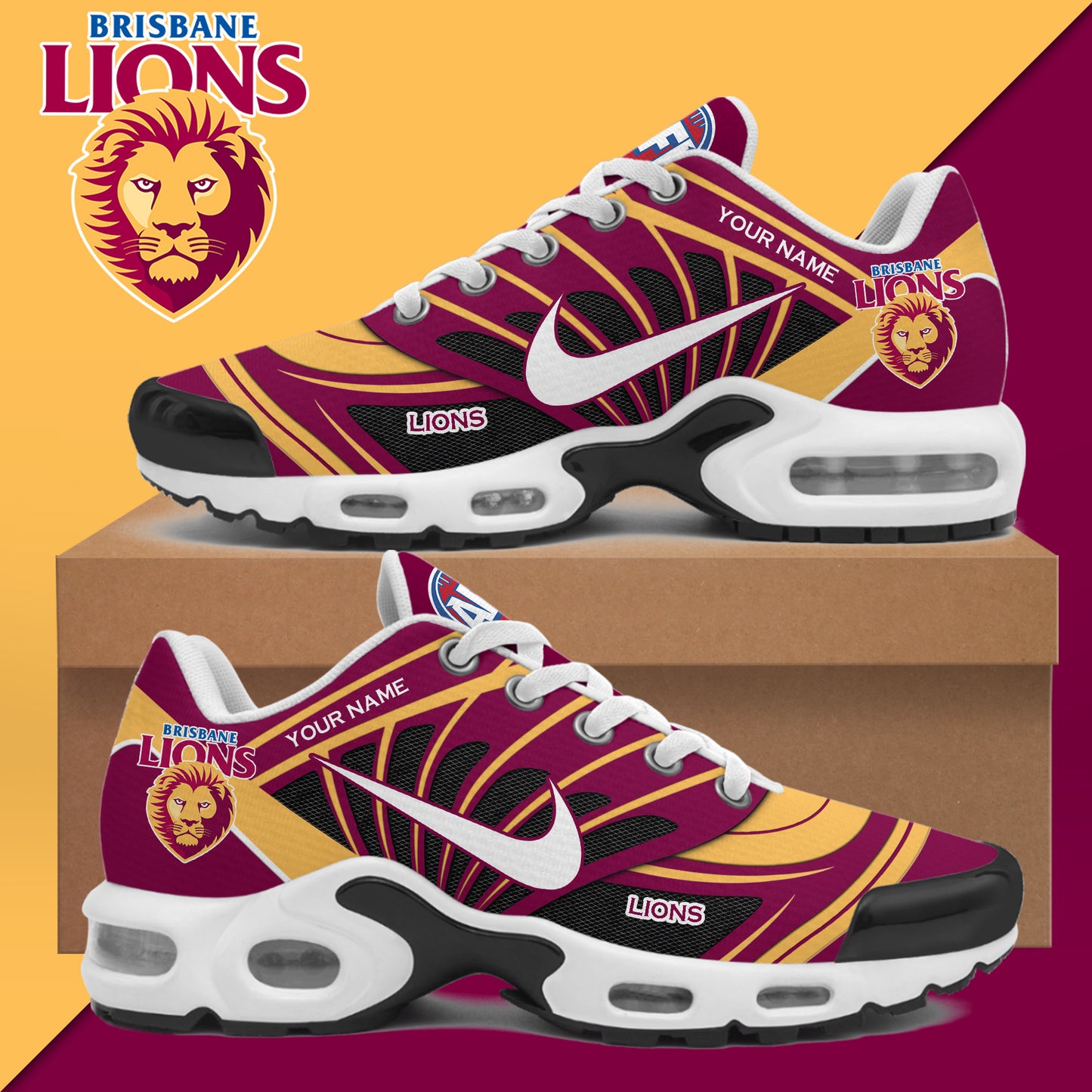 Brisbane Lions Air Max Plus Sport Custom Sneakers