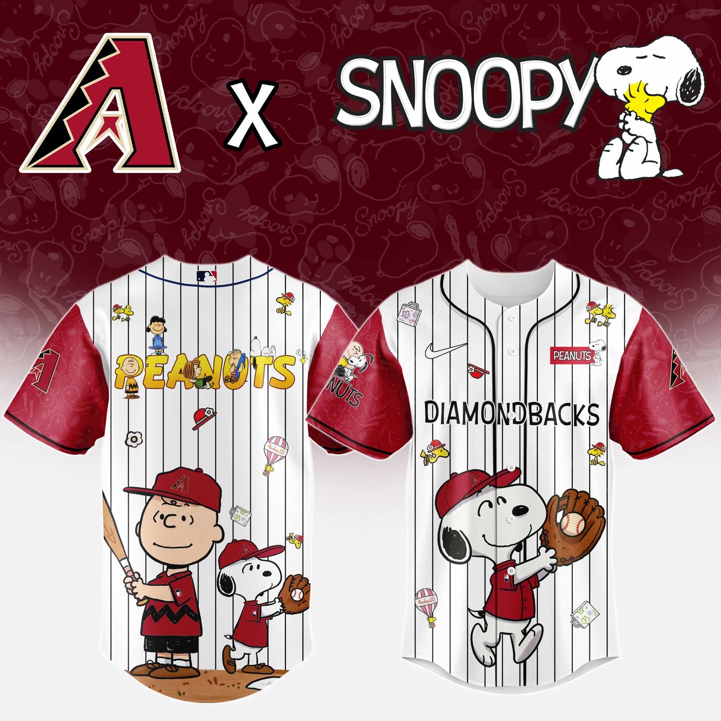 Arizona Diamondbacks MLB “75th Anniversary of Peanuts” Snoopy Special Edition Jersey2025