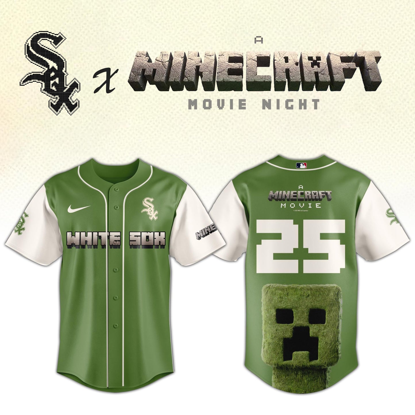 Chicago White Sox MLB x A MINECRAFT MOVIE Night Jersey Editions Limited