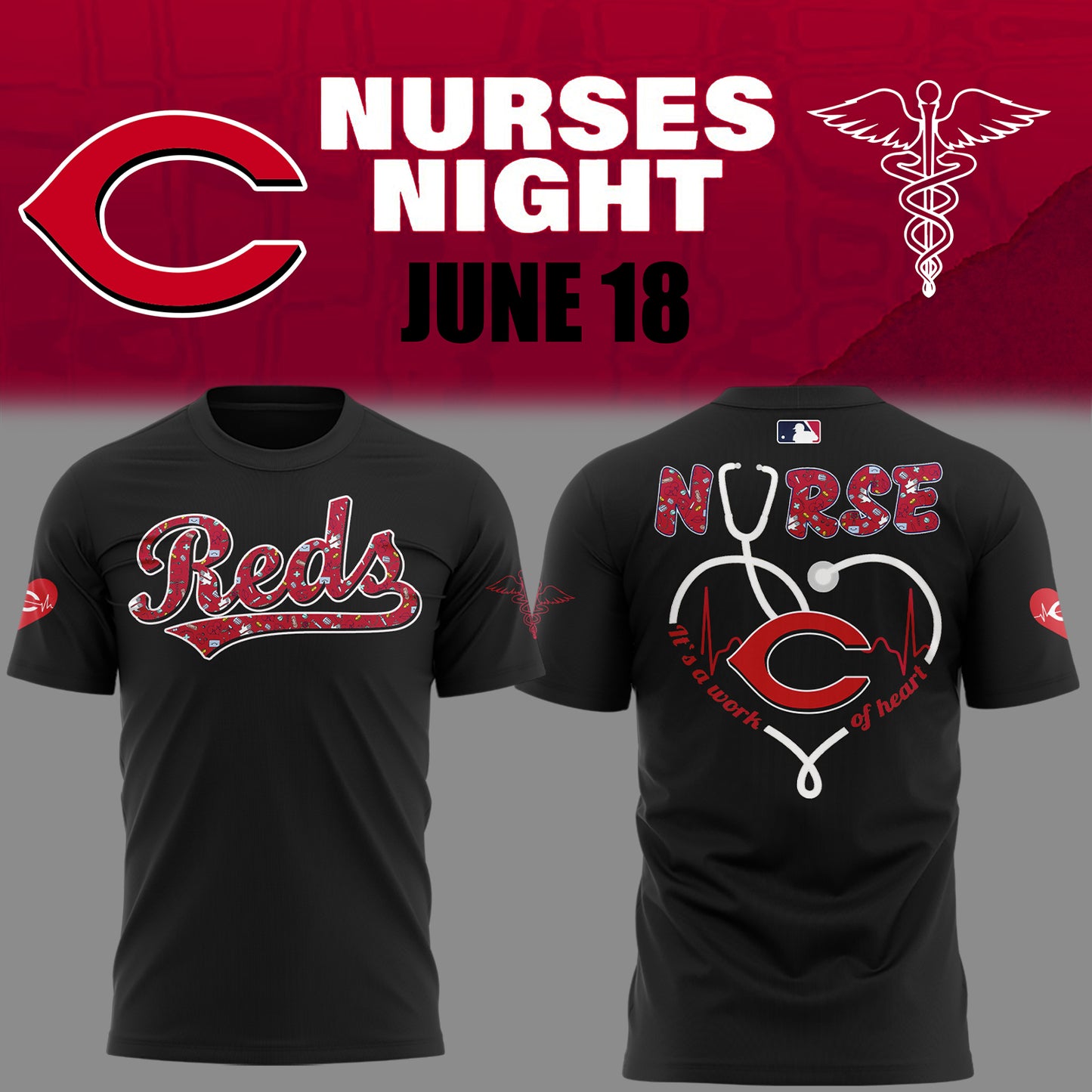 Limited Edition Cincinnati Reds NURSES NIGHT TShirt