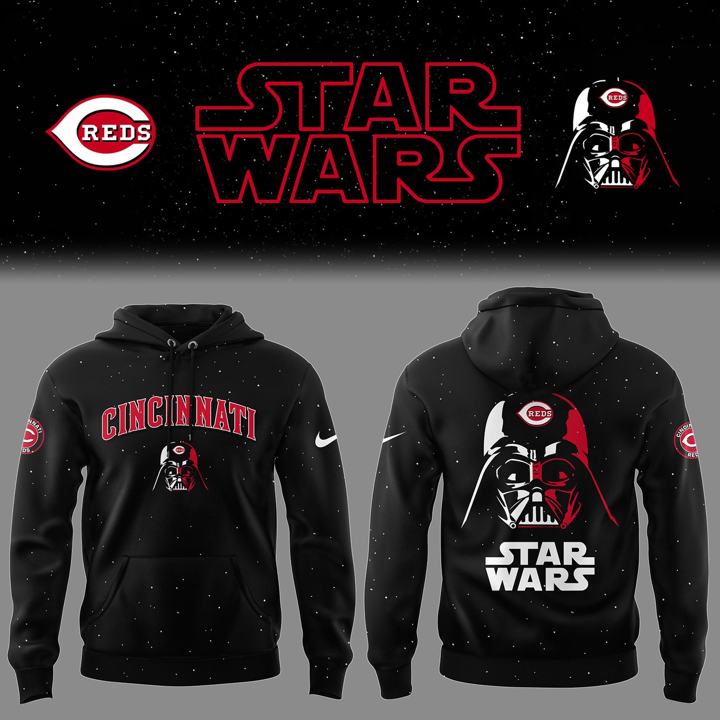 Cincinnati Reds Baseball 2025 Limited “Cincinnati Redsx Stars Wars” Black Hoodie