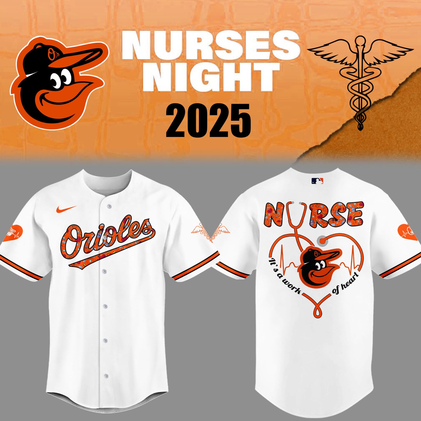 Baltimore Orioles NURSES NIGHT Limited Edition Jersey