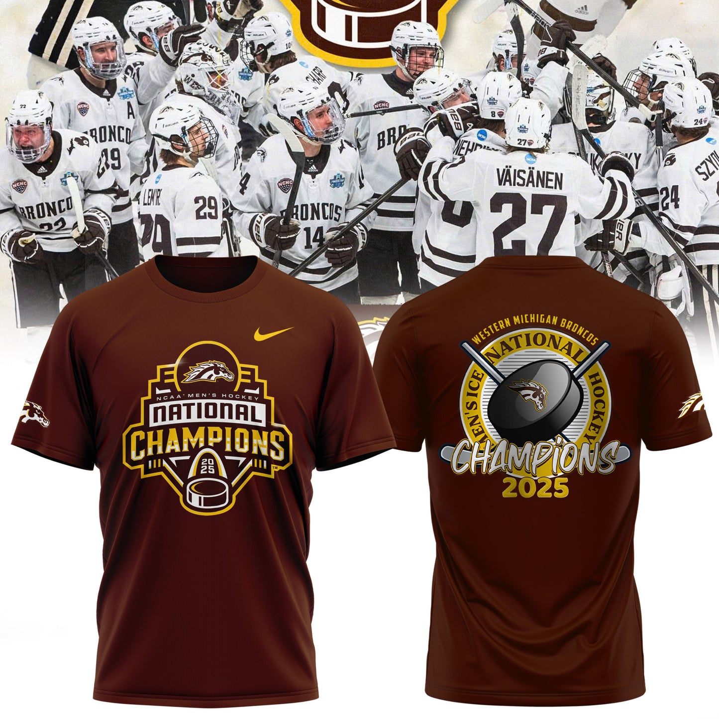 Western Michigan Broncos men’s ice hockey National Champions 2025 Tshirt