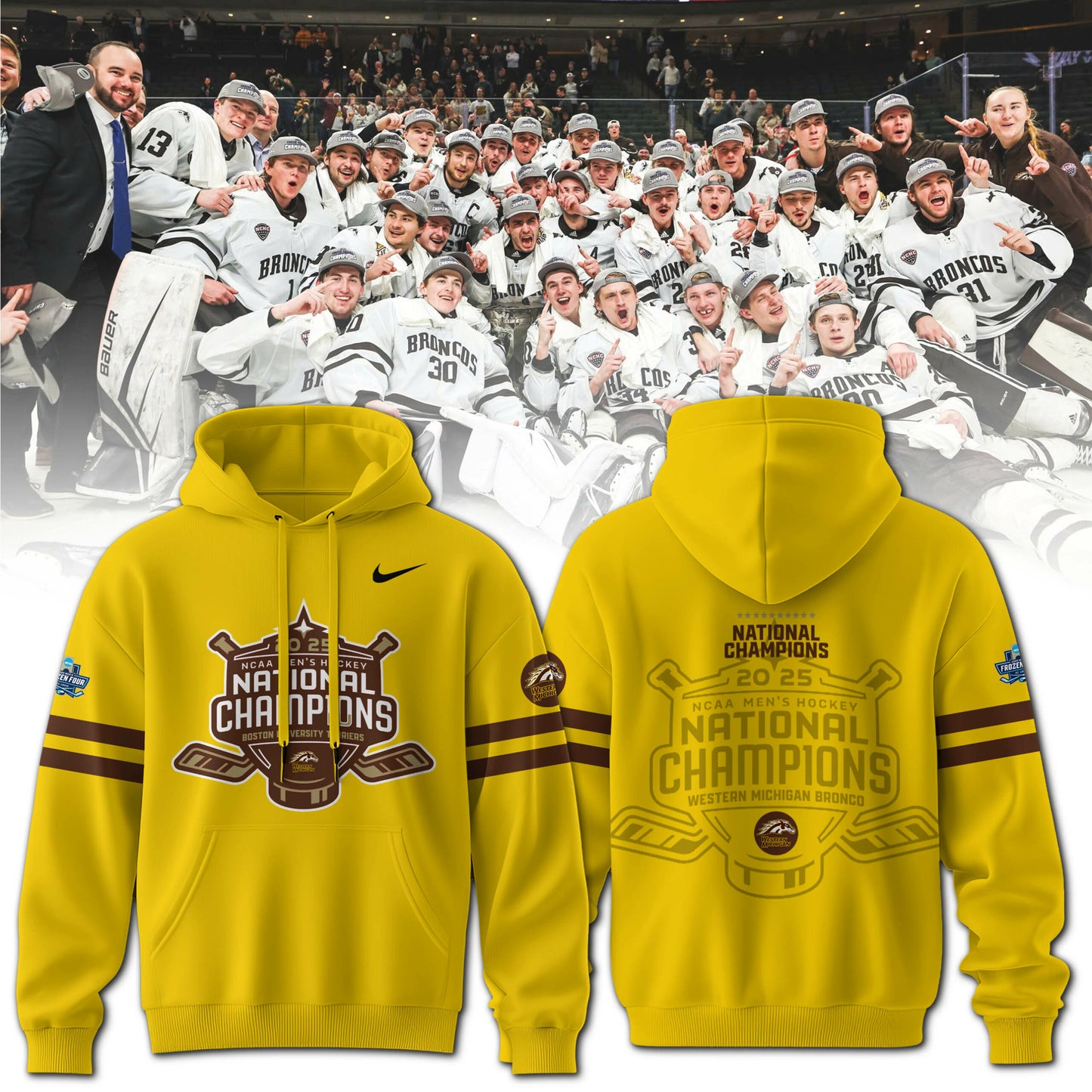 Western Michigan Broncos men’s ice hockey National Champions 2025 Hoodie