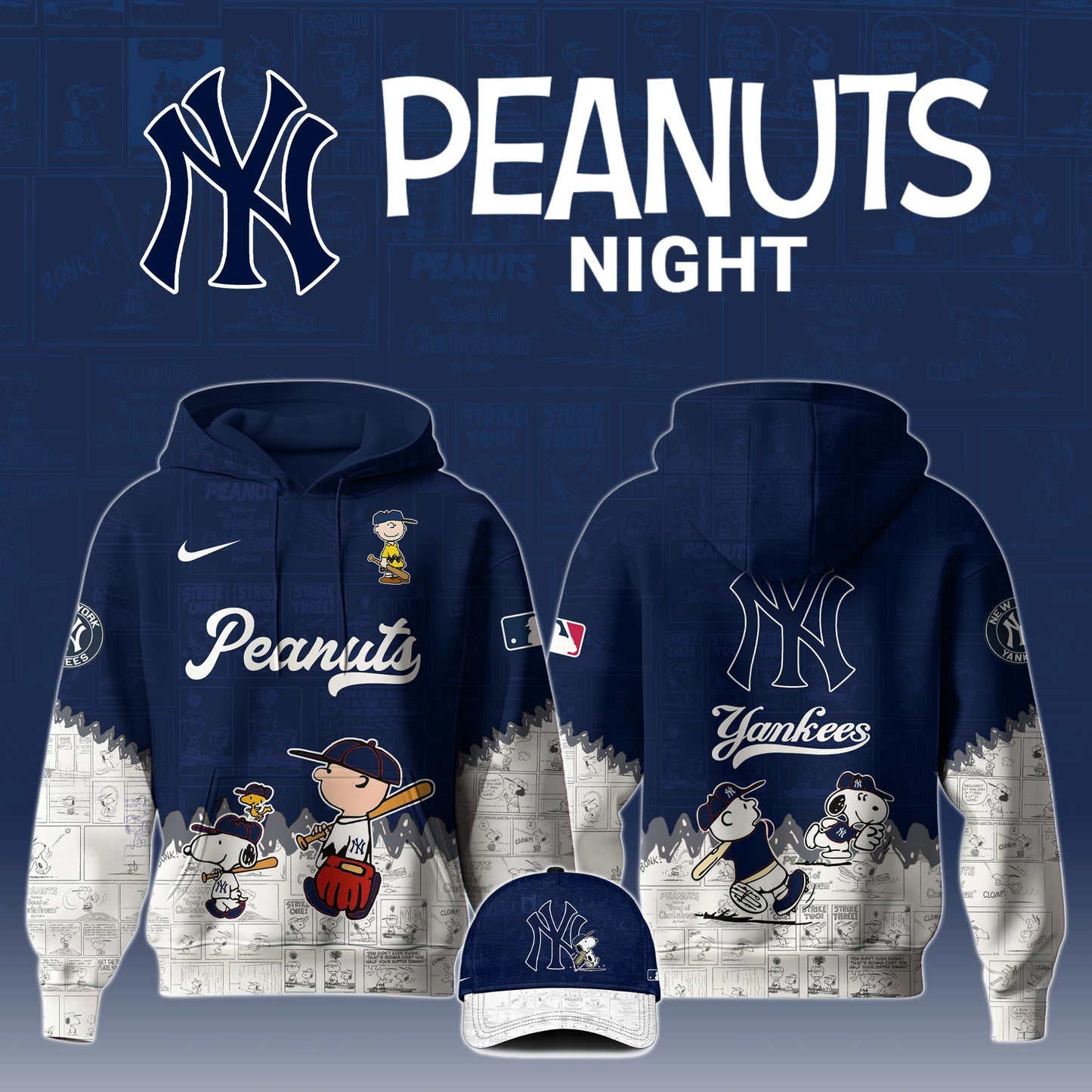 Unisex New York Yankees PEANUTS 75th Anniversary Hoodie Limited Editons