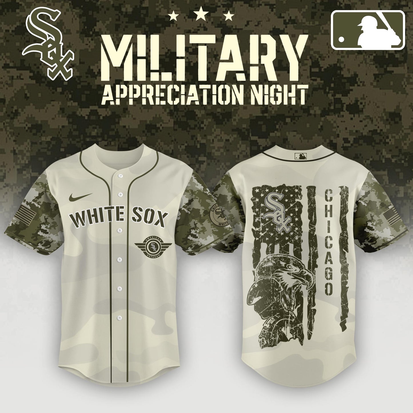 Chicago White Sox x MLB . 2025 Armed Forces Day Night Jersey Editons Limited