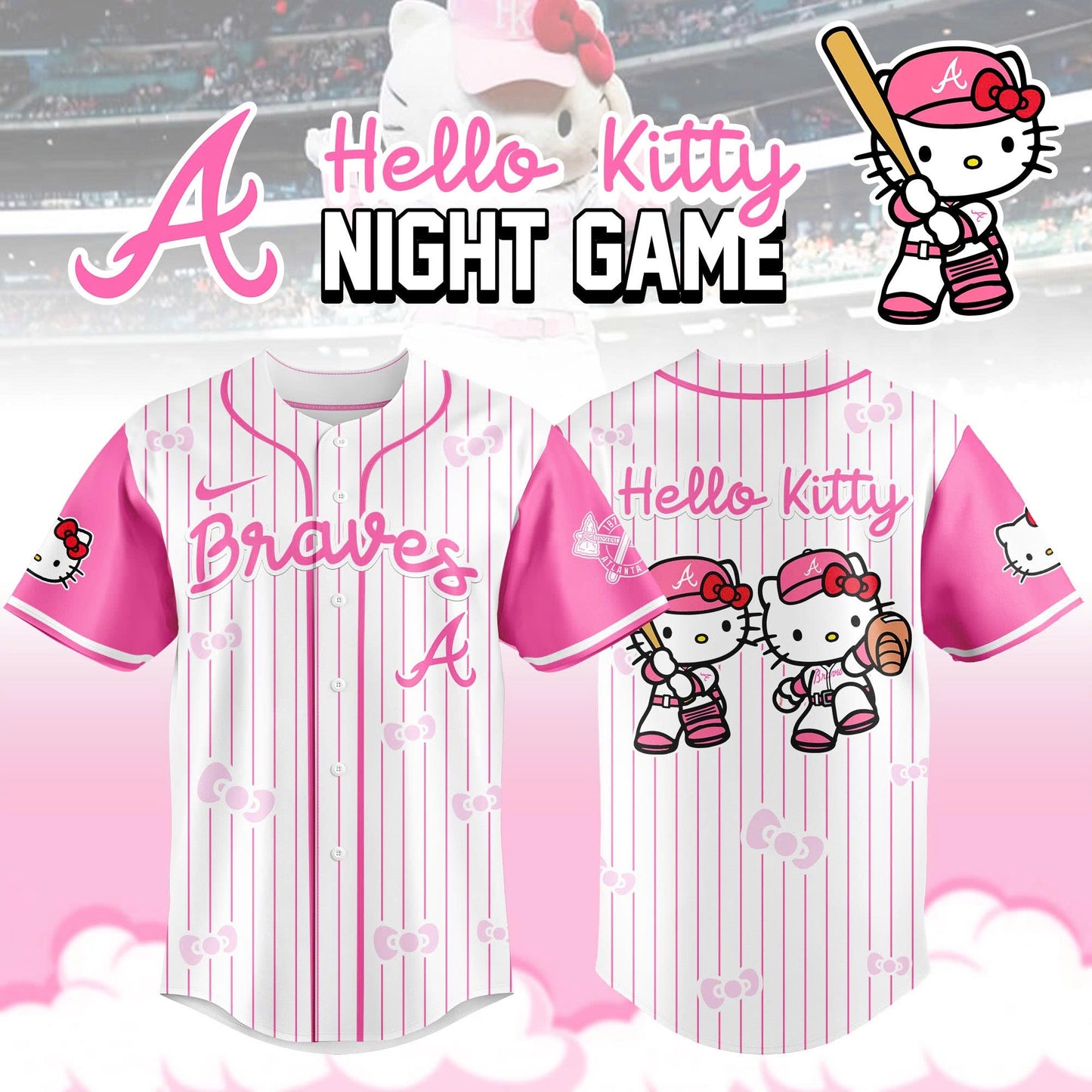 Atlanta Braves MLB x Hello Kitty Night Game Limited Edition Jersey 2025