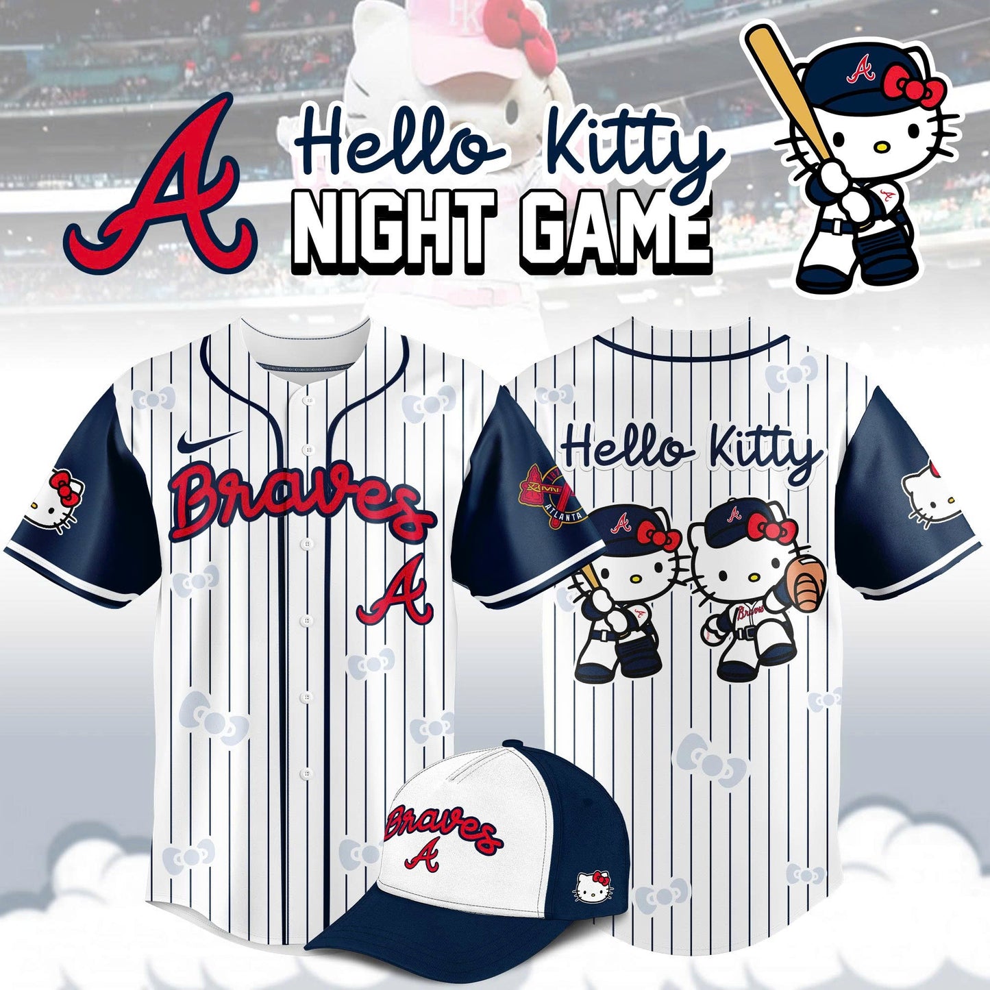 Atlanta Braves MLB x Hello Kitty Night Game Limited Edition Jersey 2025
