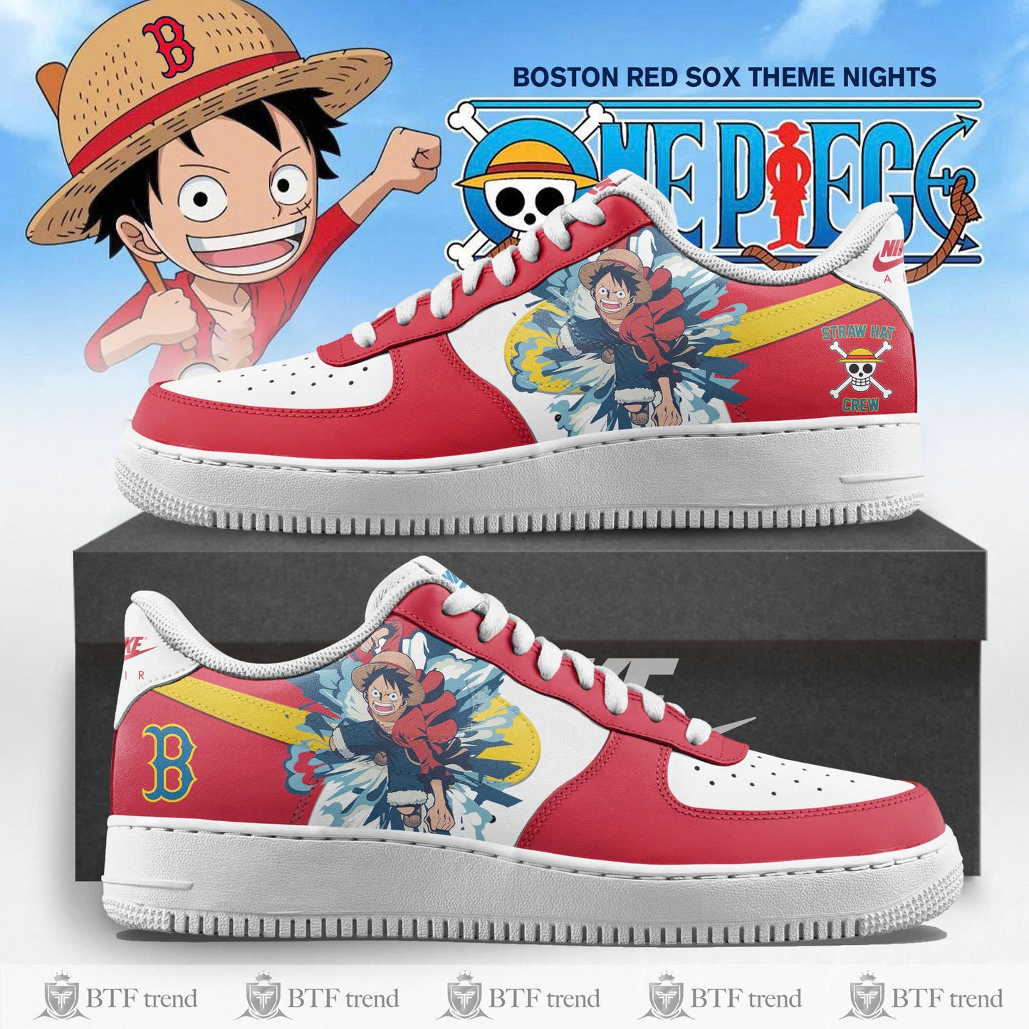 Limited Edition Boston Red Sox x One Piece Night Game 2025 New AF1 SNEAKER
