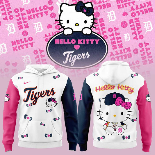 Detroit Tigers x Hello Kitty Night Game Pink Logo Hoodie