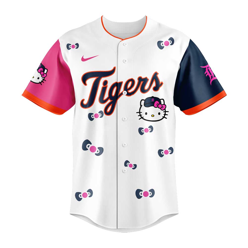Detroit Tigers x Hello Kitty Night Game Pink Logo Jersey