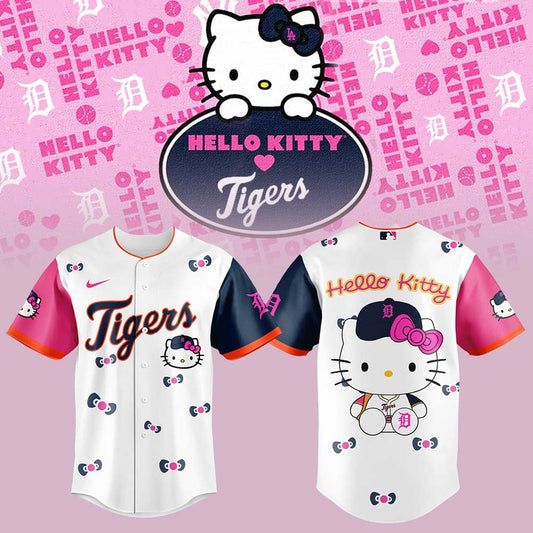 Detroit Tigers x Hello Kitty Night Game Pink Logo Jersey