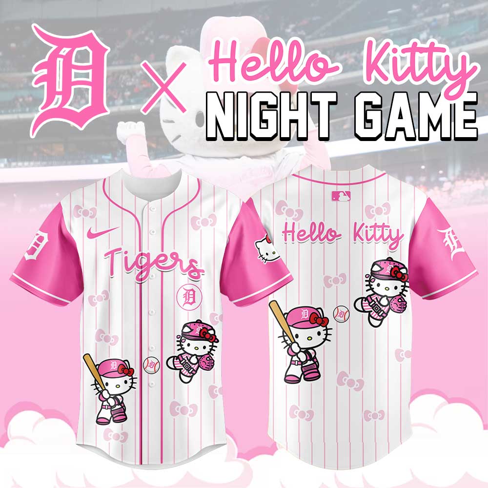 Detroit Tigers x Hello Kitty Night Game Pink Logo Jersey