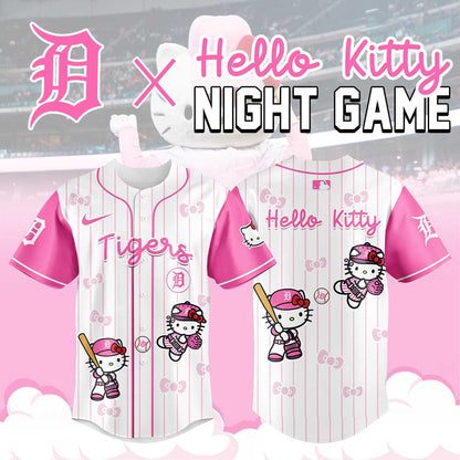 Detroit Tigers x Hello Kitty Night Game Pink Logo Jersey
