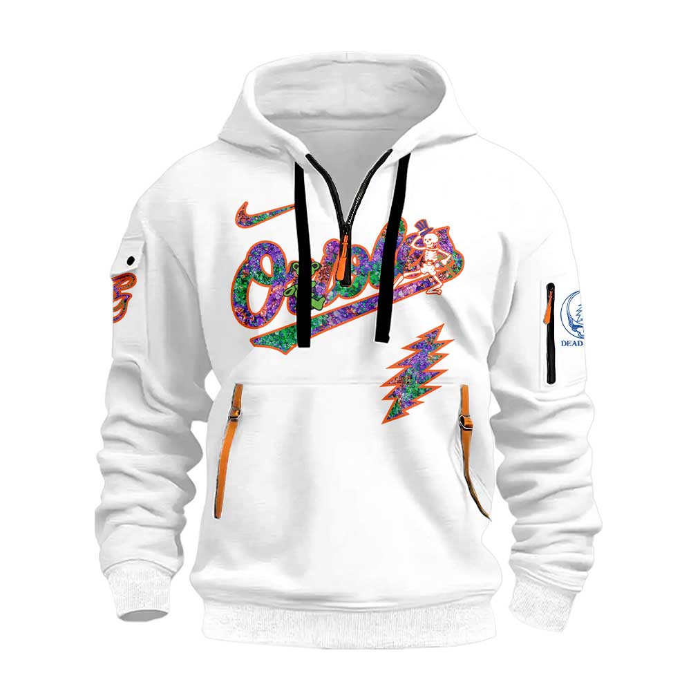 Baltimore Orioles Grateful Dead Night Zip Long Sleeve Hoodie