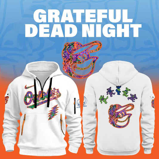 Baltimore Orioles Grateful Dead Night Zip Long Sleeve Hoodie