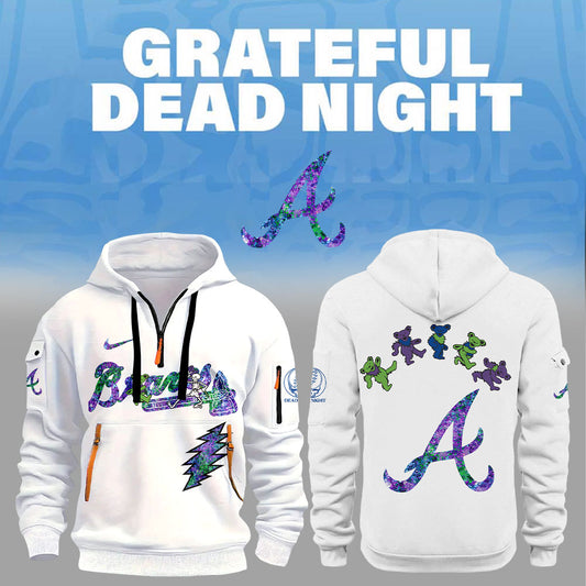 Atlanta Braves Grateful Dead Night Zip Long Sleeve Hoodie