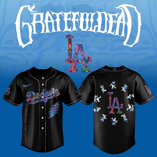 Los Angeles Dodgers Grateful Dead Night New Black Jersey