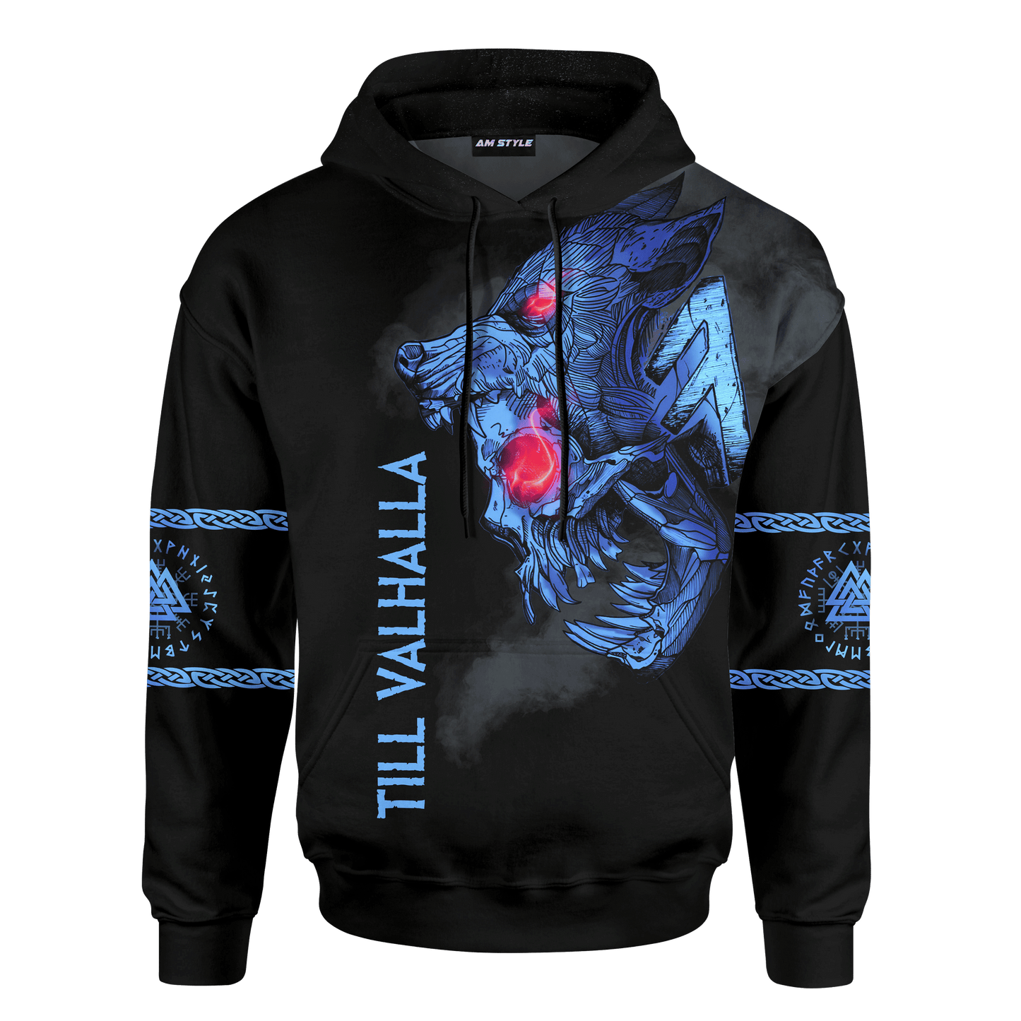 Viking Fenrir Wolf Son Of Odin God Blue Customized 3D All Over Printed hoodie