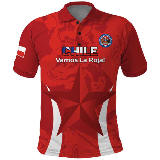 Custom Chile Football Polo Shirt 2024 Vamos La Roja - Red