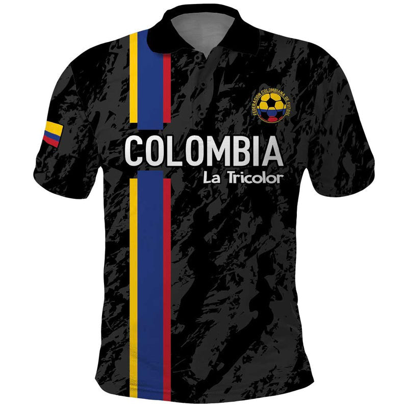 Custom Colombia Football Polo Shirt 2024 Vamos La Tricolor - Black