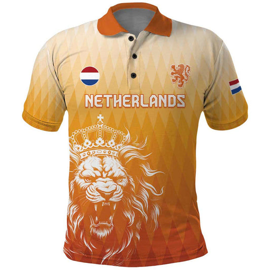 Custom Netherlands 2024 Football Polo Shirt Go Champions Oranje Lion