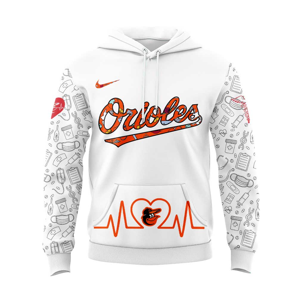 Baltimore Orioles Nurses Appreciation White Hoodie