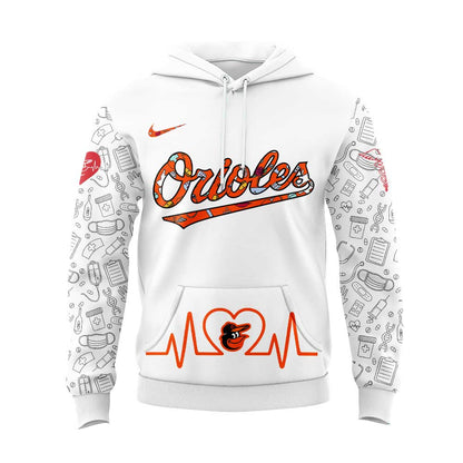Baltimore Orioles Nurses Appreciation White Hoodie