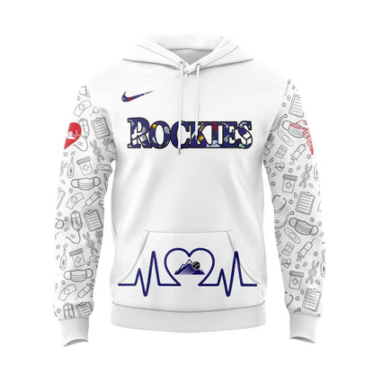 Colorado Rockies Nurses Appreciation White Hoodie