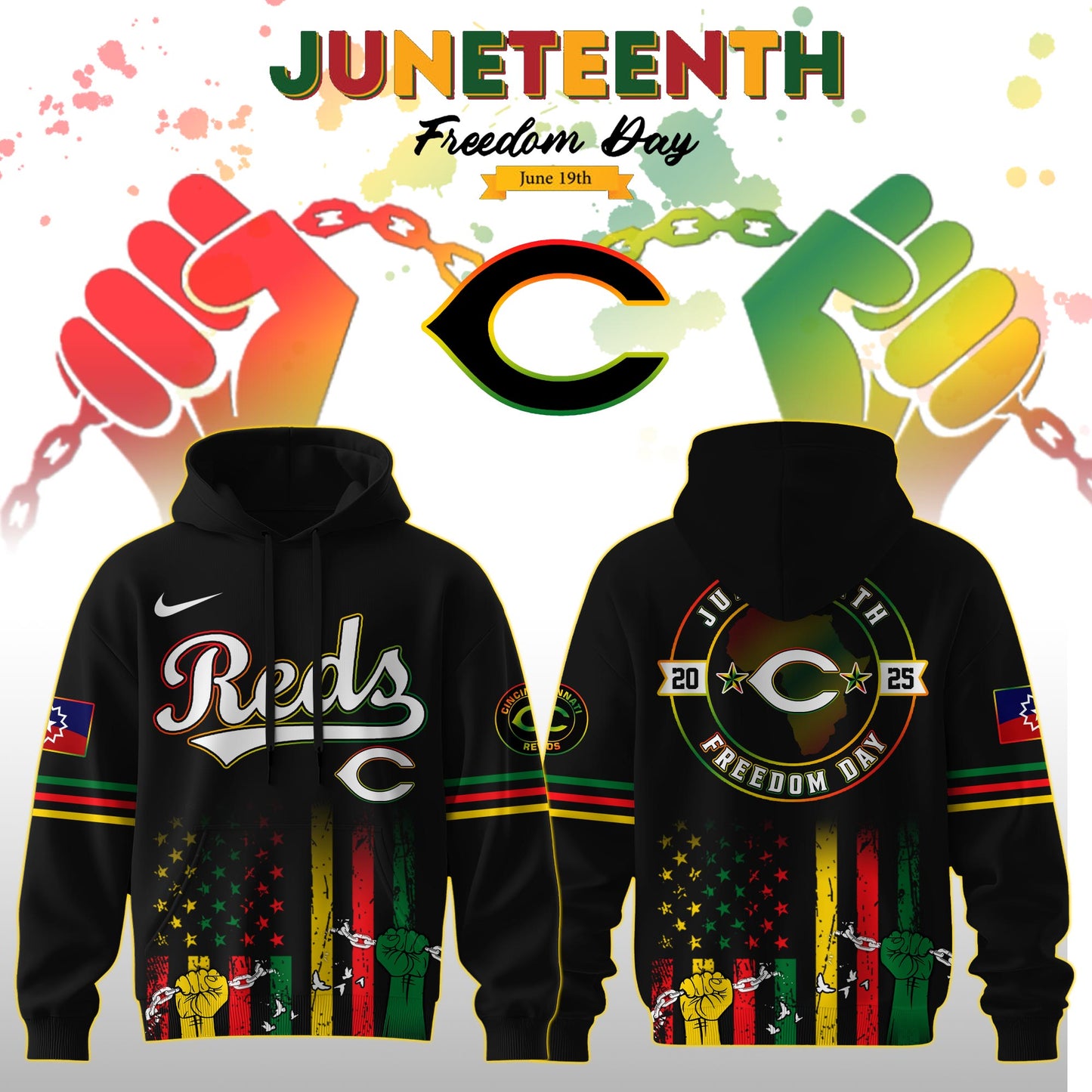Cincinnati Reds MLB x Juneteenth Freedom Day Edition Hoodie 2025