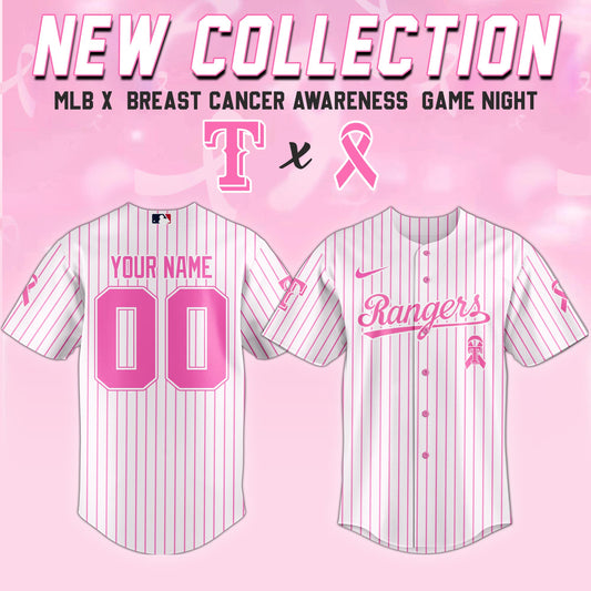 Texas Rangers x Breast Cancer Awareness Game Night Jersey Editons Limited