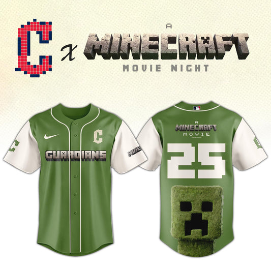 Cleveland Guardians MLB x A MINECRAFT MOVIE Night Jersey Editions Limited