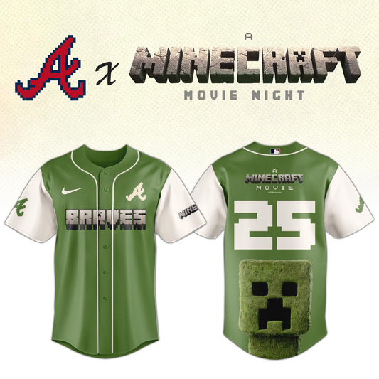 Atlanta Braves MLB x A MINECRAFT MOVIE Night Jersey Editions Limited
