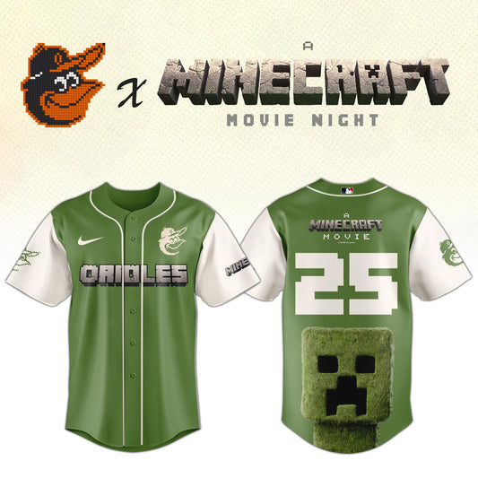 Baltimore Orioles MLB x A MINECRAFT MOVIE Night Jersey Editions Limited