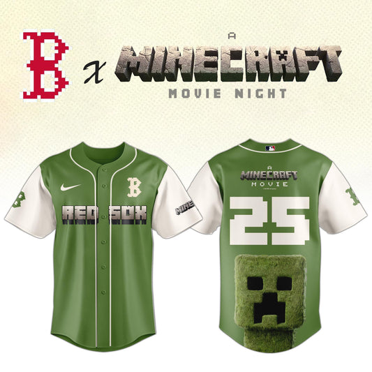 Boston Red Sox MLB x A MINECRAFT MOVIE Night Jersey Editions Limited