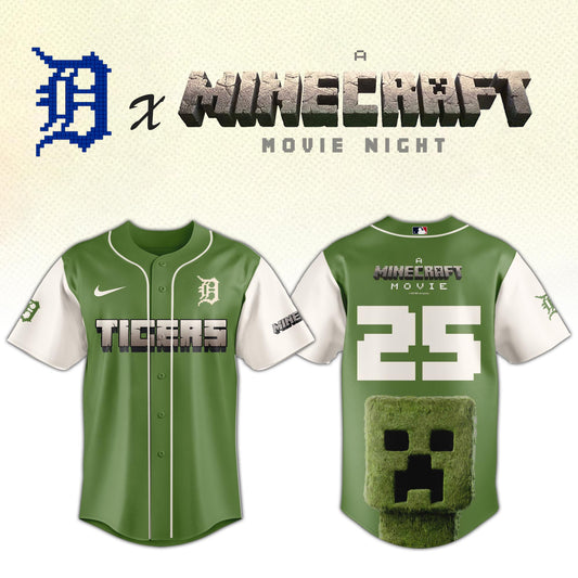 Detroit Tigers MLB x A MINECRAFT MOVIE Night Jersey Editions Limited