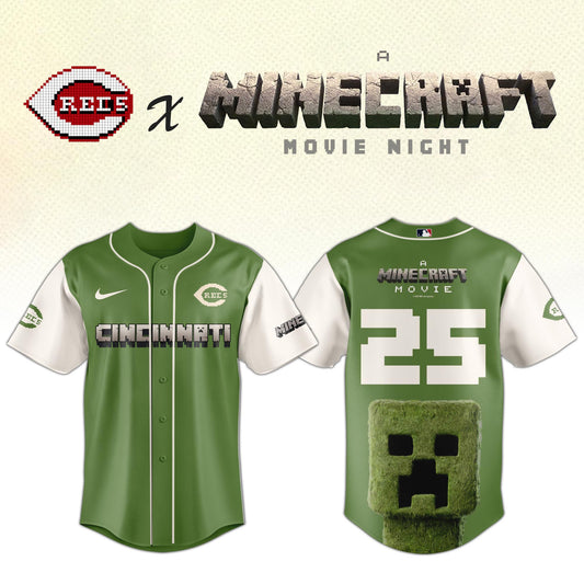 Cincinnati Reds MLB x A MINECRAFT MOVIE Night Jersey Editions Limited
