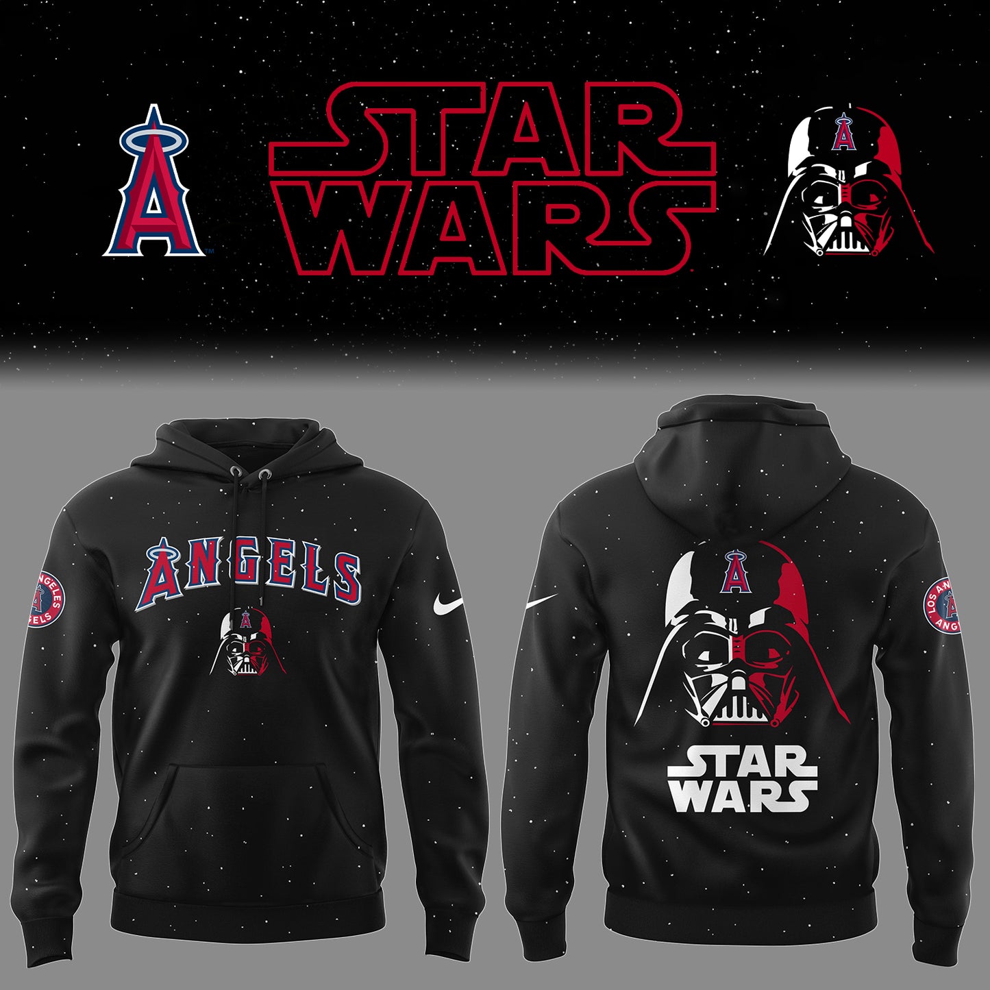 Angels Baseball 2025 Limited “Angels x Stars Wars” Black Hoodie