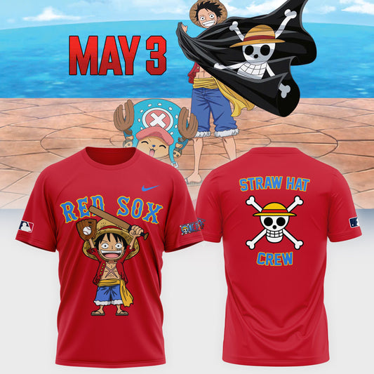 One Piece x Boston Red Sox . Latest Collaboration Tshirt